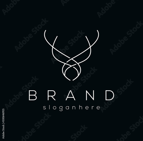 Print op canvas head Deer antler line logo icon elegant stock vector Illustration of design