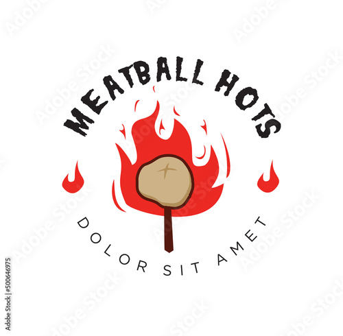 Hot spicy meatball bakso logo mascot design template vector illustration. indonesian street food 