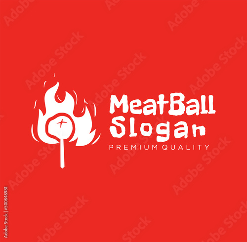 Hot spicy meatball bakso logo mascot design template vector illustration. indonesian street food 