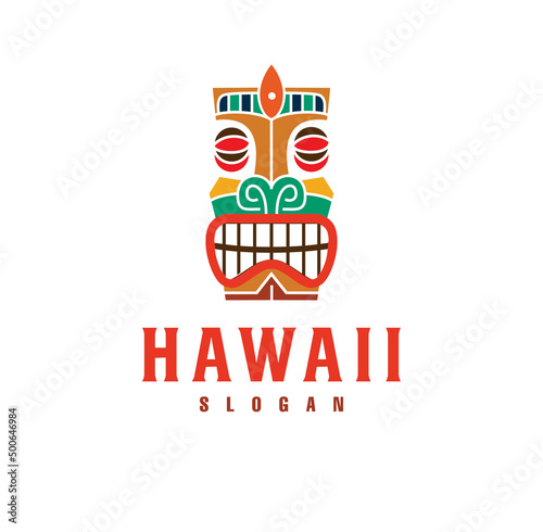 Cartoon Style Hawaiian Mask logo design mascot Stock Vector