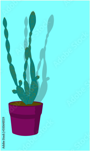 Pot with a cactus and copyspace