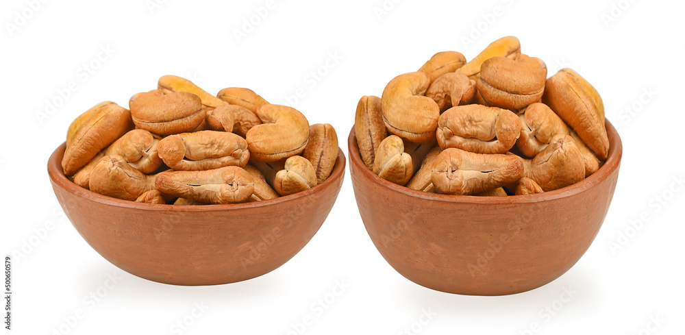 cashew nut isolated in bowl on white background cashew nut isolated in bowl on white background