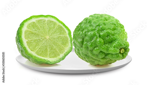 bergamot in white plate isolated on white background
