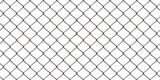 Seamless rusted chain link wire fence background texture isolated on white. Tileable metal diamond mesh urban fencing repeat surface pattern.  A high resolution construction backdrop 3D rendering.