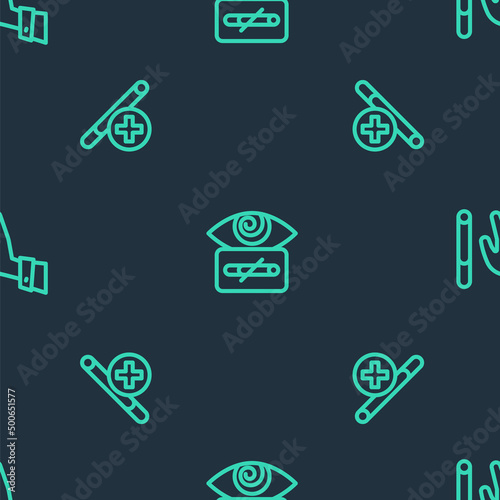 Set line Hypnosis, No smoking and Giving up cigarette on seamless pattern. Vector