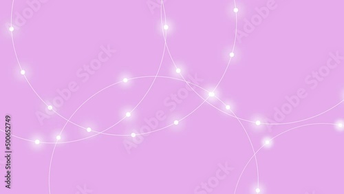 円と点の形がランダムに光り移動回転する動きの抽象的な背景