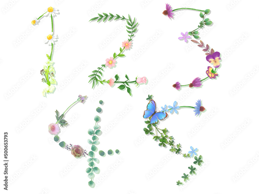 かわいい花文字数字 Stock Illustration Adobe Stock