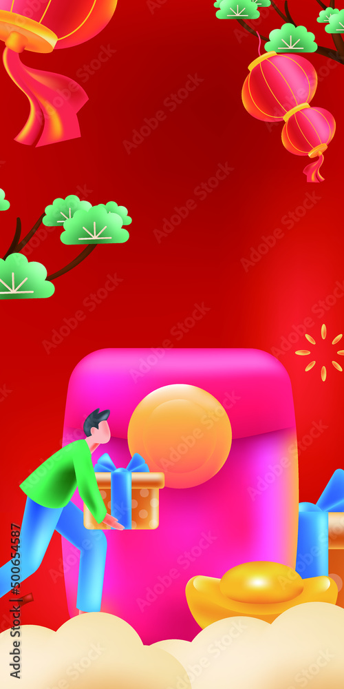 Fototapeta premium Chinese holiday new year's eve new year vector concept illustration 
