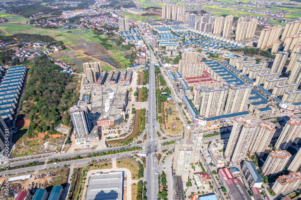 Dense real estate buildings in You County, Zhuzhou City, Hunan Province, China