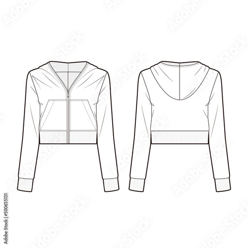 Women's cropped track jacket fashion vector sketch, Apparel template /Illustrator CC