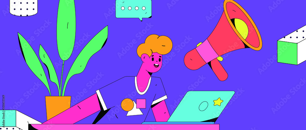 Obraz premium Announcement notice vector creative concept illustration 