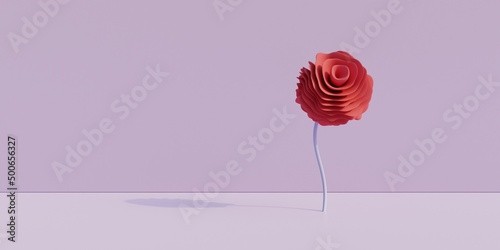 Fototapeta Naklejka Na Ścianę i Meble -  Artistic Red Shaped Flower And Background 3d Render Image