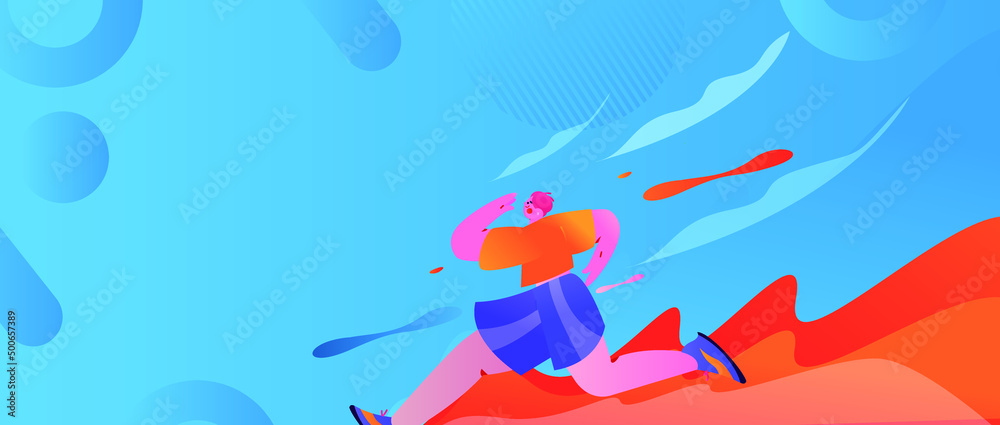 Obraz premium Running workout body vector creative concept illustration 