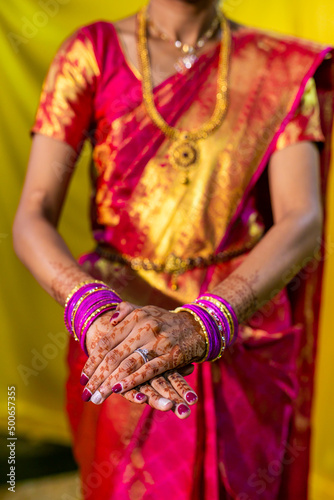 South Indian Tamil bride's wedding henna mehendi mehndi hands close up