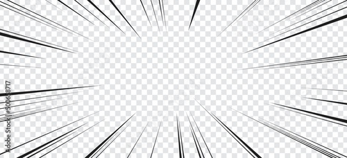 Tablou canvas Manga transparent comic explosion, motion or movement effect, vector background