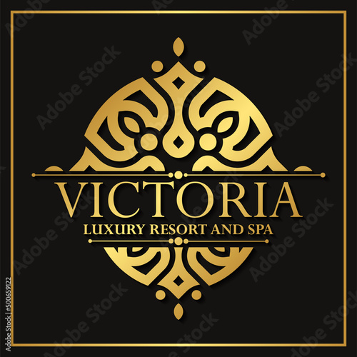 Luxury hotel label template. Trendy vintage royal ornament frames illustration.
