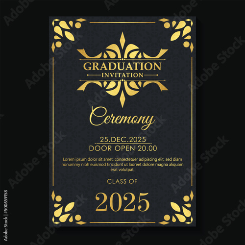 Elegant dark graduation invitation template