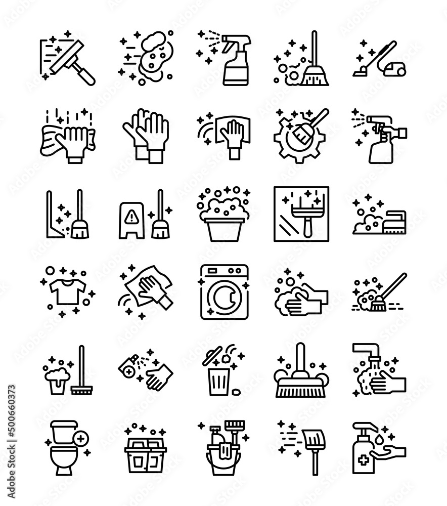 cleaning simple line icons cleaning simple line icons