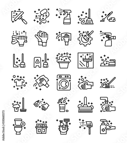 cleaning simple line icons