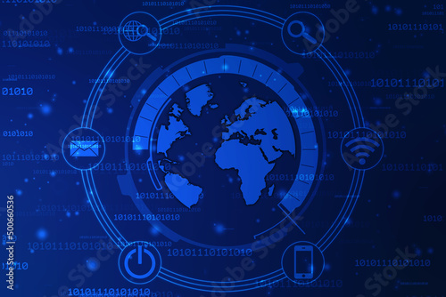 Binary Code Background, Digital Abstract technology background, flowing number one and zero text in binary code format in technology background. Internet Big data Concept