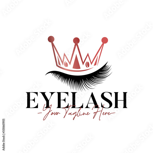 Eyelash feminine beauty queen logo template