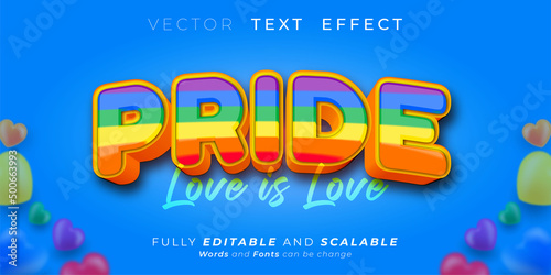 Pride love is love text effect, Editable three dimension text style