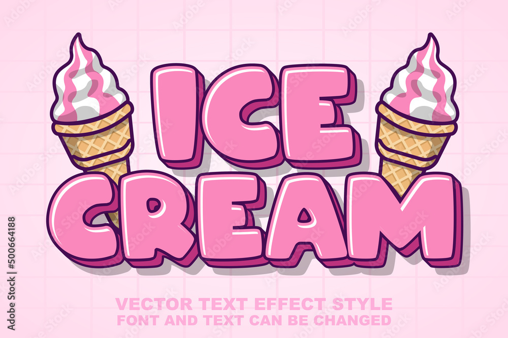ice cream food logo 3d editable text effect font style template