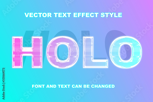 holo colorful holographic shadow 3d editable text effect font style template