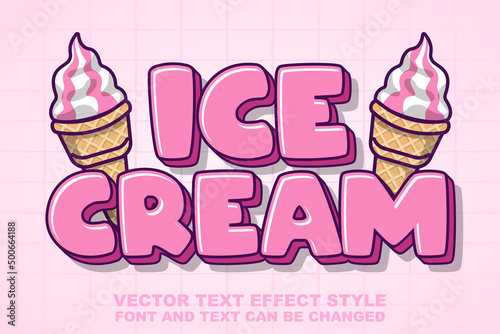 Fotografiet ice cream food logo 3d editable text effect font style template