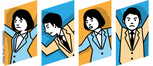ビジネスシーン　4ポーズの男女