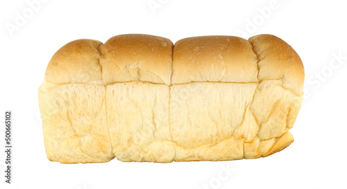 a row of loaf of bread isolated on white background