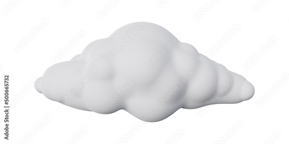 3d fluffy white cloud in cartoon style. Realistic 3d shapes high quality render.