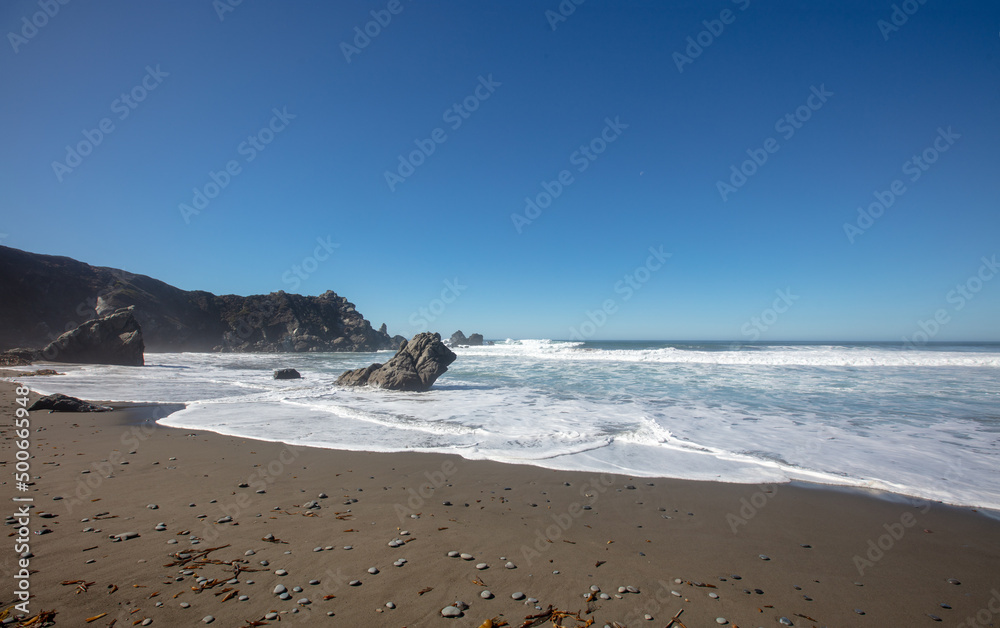 Seafoam washing into cove at original Ragged Point at Big Sur on the Central Coast of California United States Seafoam washing into cove at original Ragged Point at Big Sur on the Central Coast of California United States