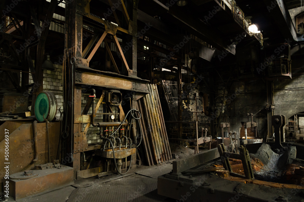 Cold furnace of abandoned industrial foundry Cold furnace of abandoned industrial foundry