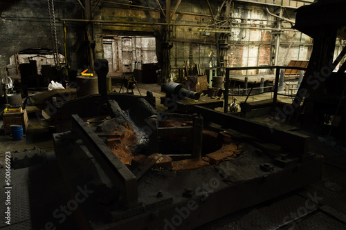 Cold furnace of abandoned industrial foundry