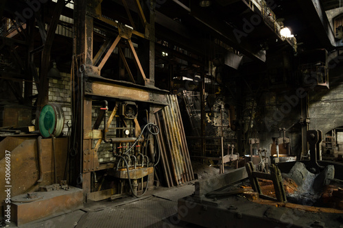 Cold furnace of abandoned industrial foundry