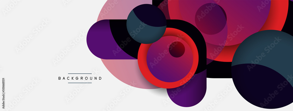 Creative geometric wallpaper. Minimal abstract background. Circles composition vector illustration for wallpaper banner background or landing page Creative geometric wallpaper. Minimal abstract background. Circles composition vector illustration for wallpaper banner background or landing page