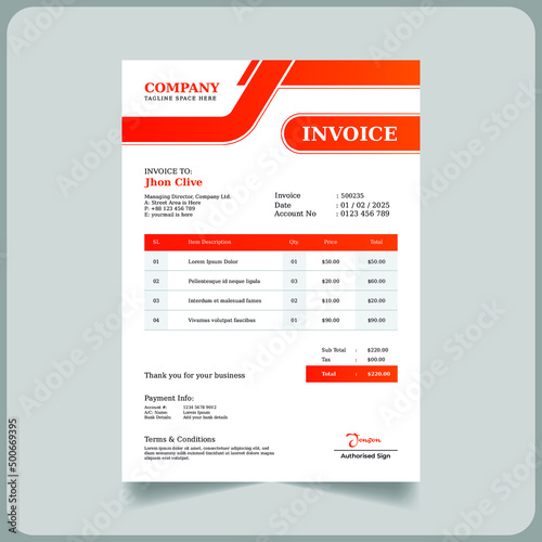 Abstract business invoice template in eps
