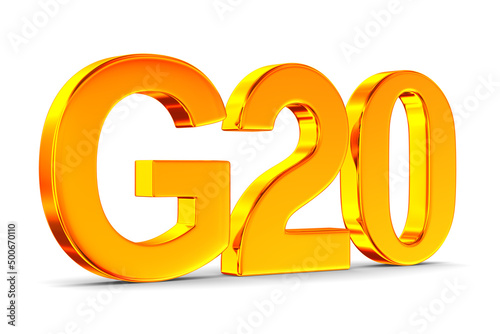 G20 on white background. Isolated 3D illustration photo