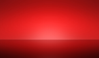 Red gradient wallpaper color illustration background of bright light luxury simple room floor spotlight presentation or empty vivid product studio stage and blank christmas banner on elegant backdrop.