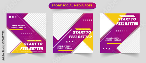 Set of training sports yoga for social media post banner suitable for promotional banner web banner and flyer template design
