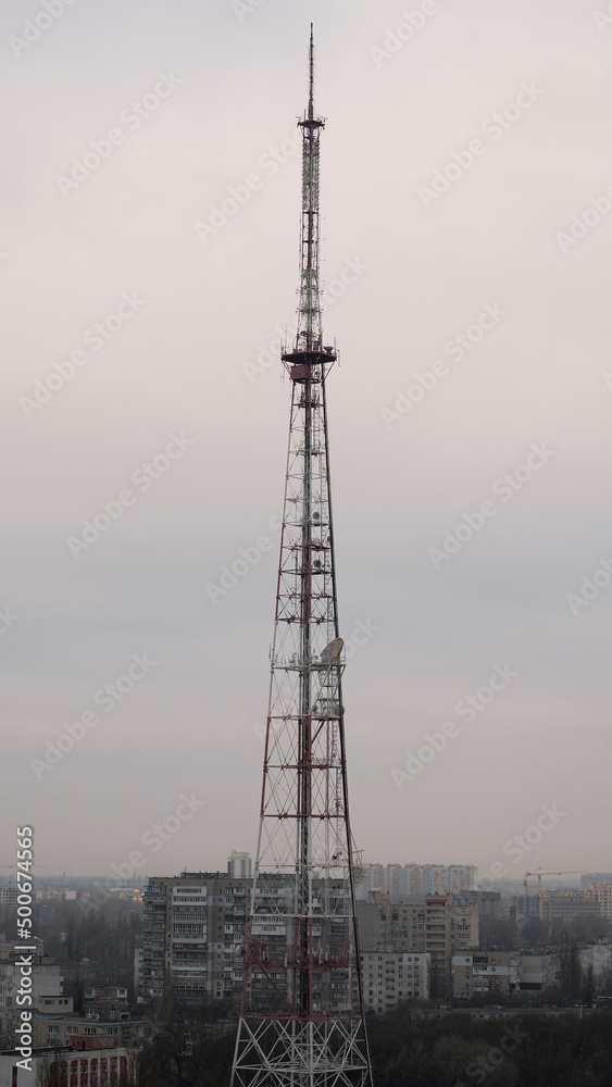 telecommunication tower on the hill in the Ukrainian city telecommunication tower on the hill in the Ukrainian city
