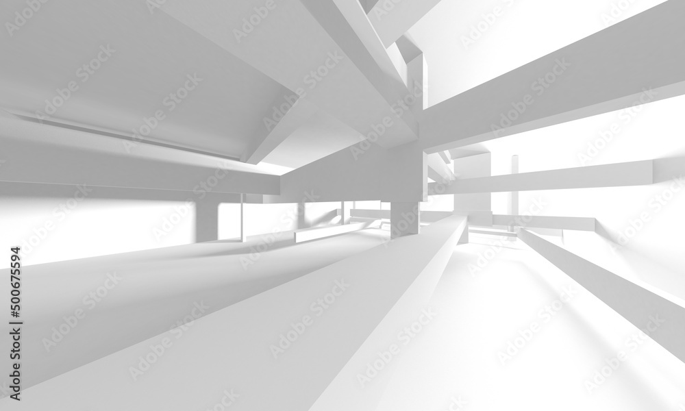 Obraz premium Illuminated corridor interior design. Empty Room Interior Background