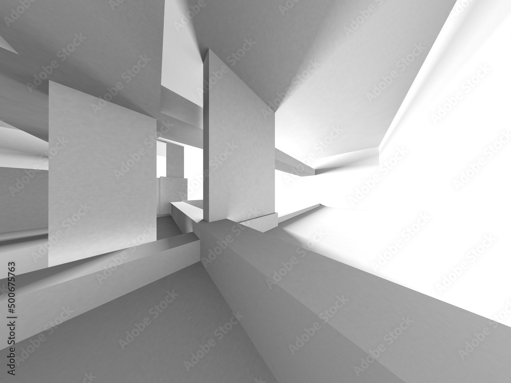 Obraz premium Illuminated corridor interior design. Empty Room Interior Background