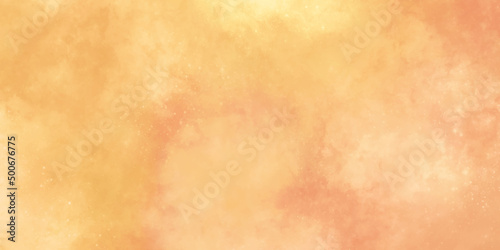 Beautiful yellow orange watercolor painted paper texture background, Watercolor grunge painting soft textured on wet white paper background. Fire background. Abstract orange watercolor background.