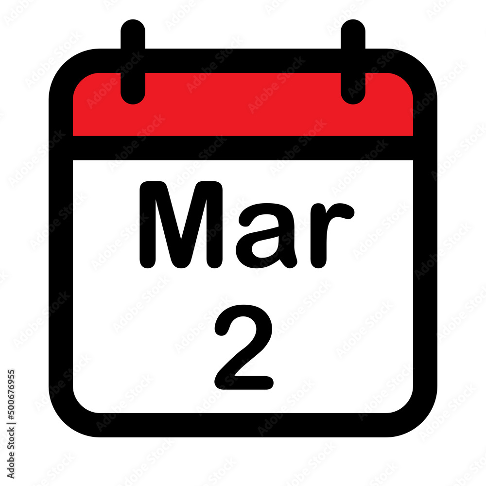 Calendar icon with second march Calendar icon with second march