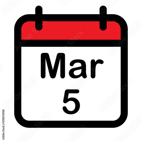 Calendar icon with fifth march