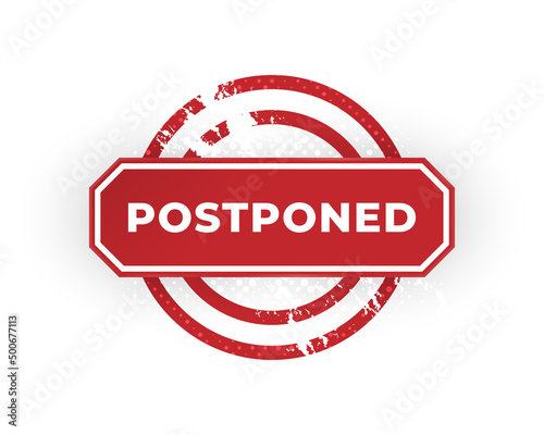 Postponed Sign or Stamp Isolated on White Background. Delay or Pending Mark. Postpone Notification Badge