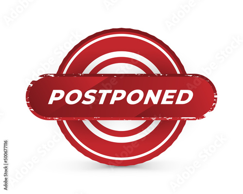 Postponed Sign or Stamp Isolated on White Background. Delay or Pending Mark. Postpone Notification Badge