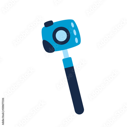 Hand stick camera in a flat style. Isolated on white background, vector cartoon illustration, clipart.